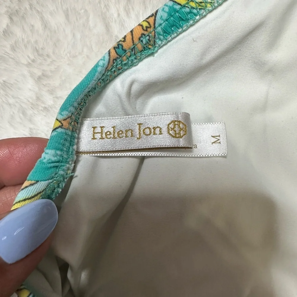 Helen Jon Green Ruched Tie back bikini Top